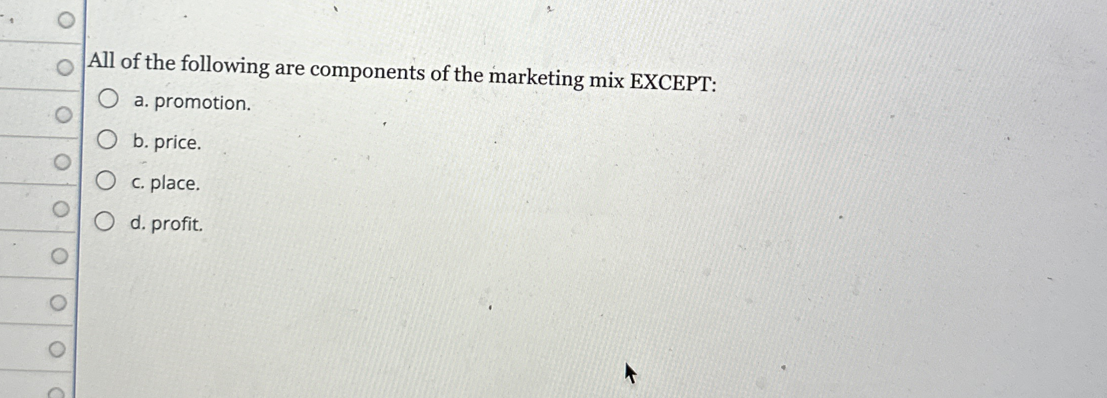Solved All of the following are components of the marketing | Chegg.com