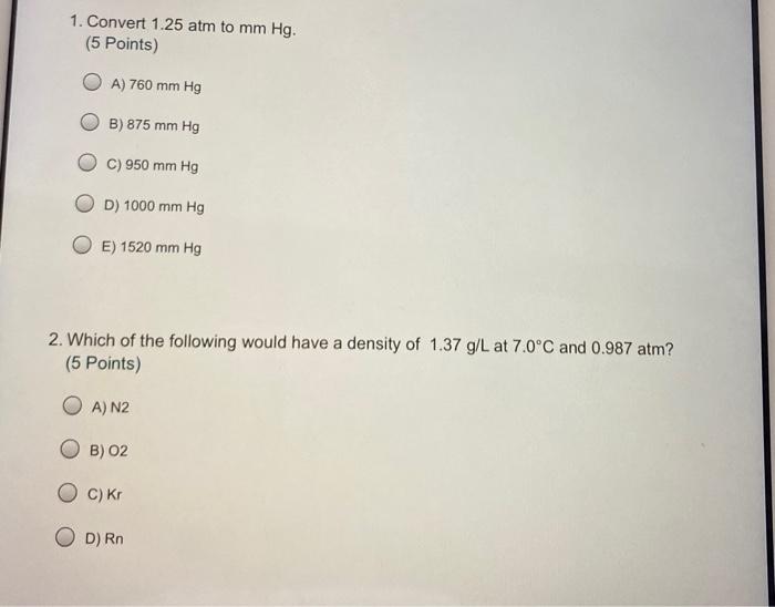 Convert the pressure 0.75 2025 atm to mm hg