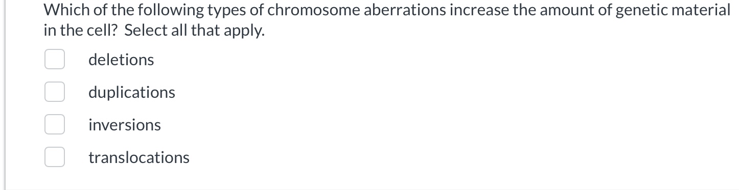 Solved Which of the following types of chromosome | Chegg.com