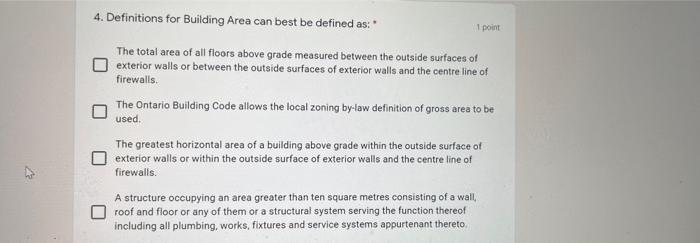 Solved 4. Definitions for Building Area can best be defined | Chegg.com