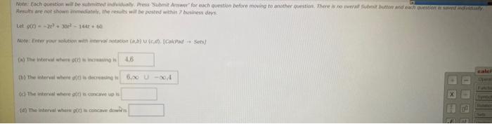 Solved Let G T −2t2 30e2−144t 66 A Tlve Interval Whese