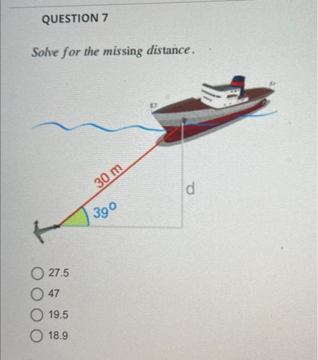 Solved QUESTION 7 Solve for the missing distance. 30 m d 390 | Chegg.com