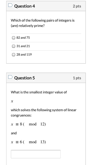 Solved Question 4 2 pts Which of the following pairs of | Chegg.com