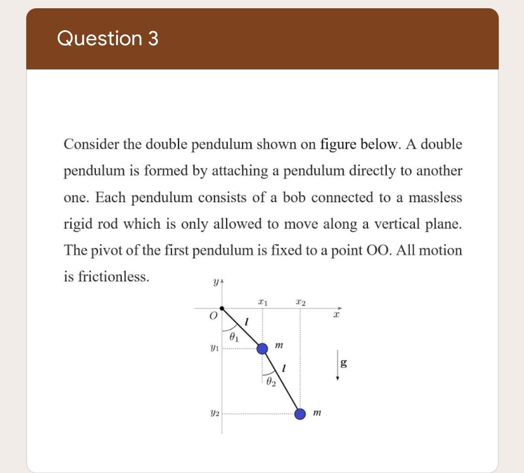 Solved Question 3 Consider the double pendulum shown on | Chegg.com