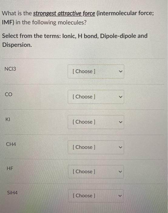 Solved Question 11 1 pts Which of the following has a | Chegg.com