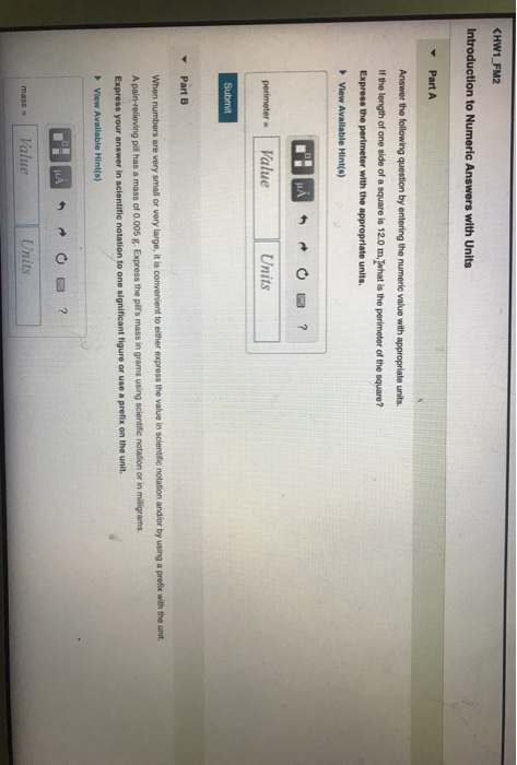 Solved CHW1 FM2 Introduction to Numeric Answers with Units | Chegg.com