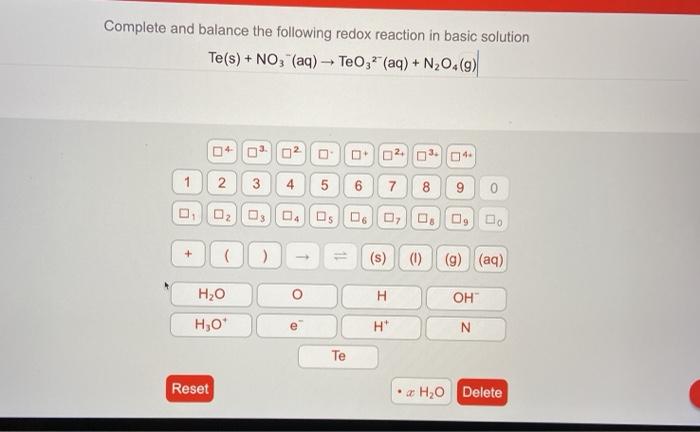 Solved Complete And Balance The Following Redox Reaction In | Chegg.com