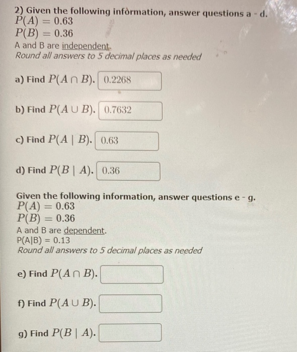 Solved 2) Given the following information, answer questions | Chegg.com