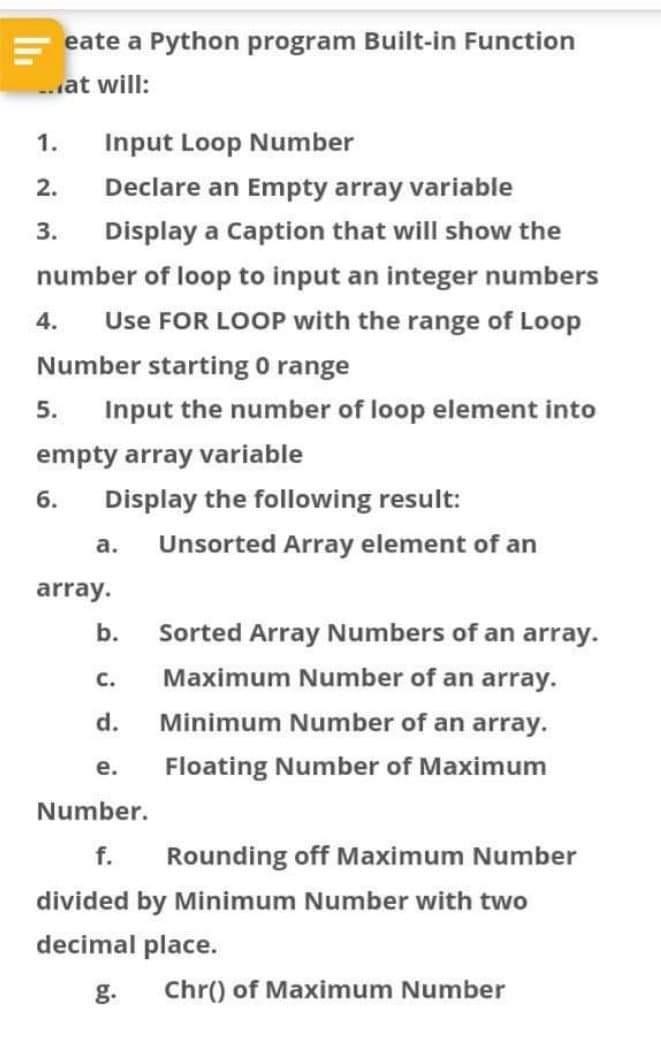 Solved eate a Python program Built-in Function .nat will: 2. | Chegg.com