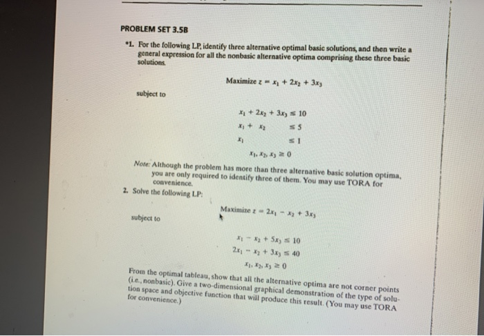 Solved PROBLEM SET 3.5B *1. For the following LP, identify | Chegg.com