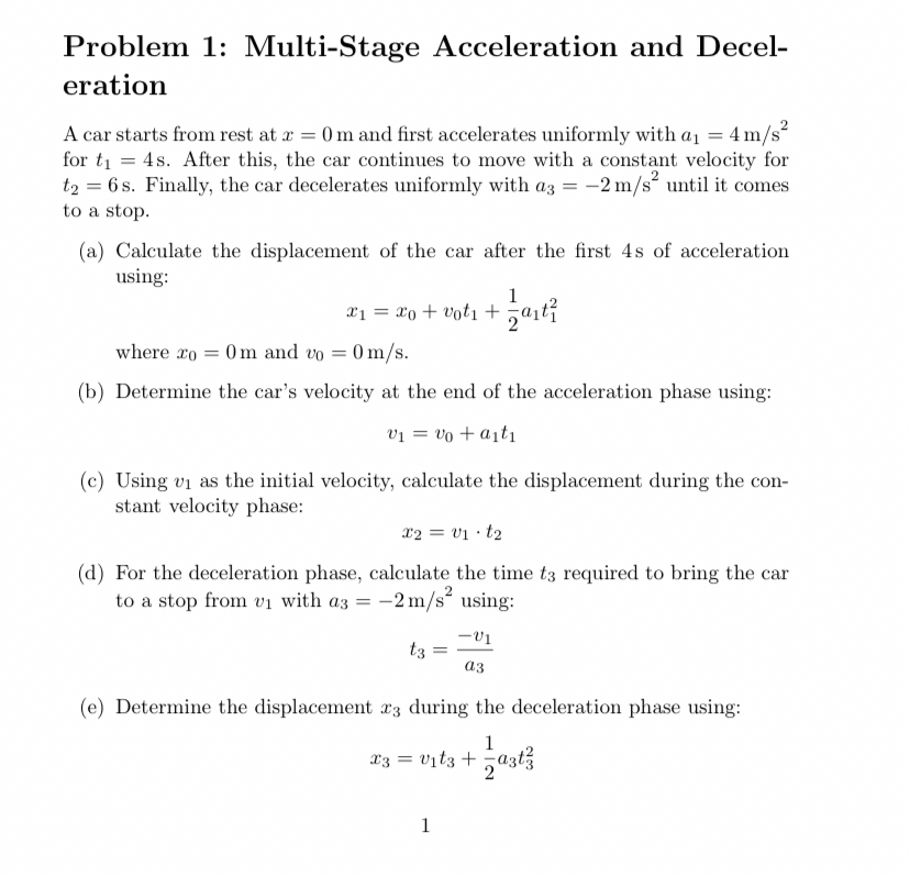 Solved Problem 1: Multi-Stage Acceleration and DecelerationA | Chegg.com
