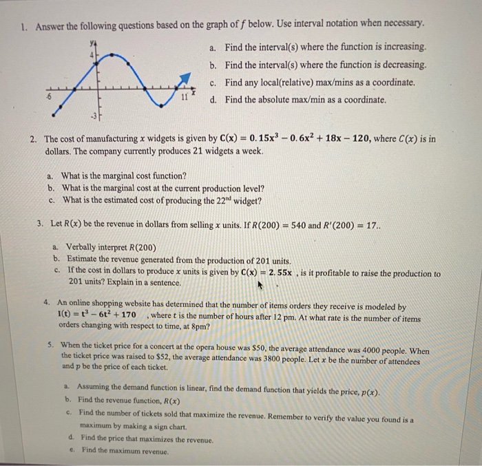 Solved 1. Answer the following questions based on the graph | Chegg.com