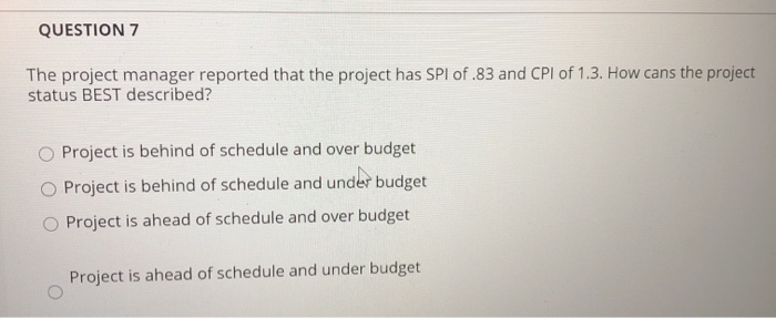 Solved QUESTION 7 The Project Manager Reported That The | Chegg.com