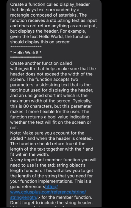 Solved Create a function called display_header that displays | Chegg.com