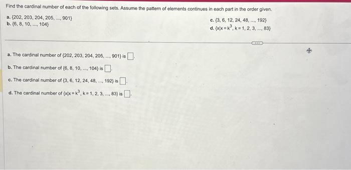 Solved Find The Cardinal Number Of Each Of The Following | Chegg.com