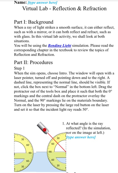 Solved Name: (type Answer Here) Virtual Lab - Reflection & | Chegg.com