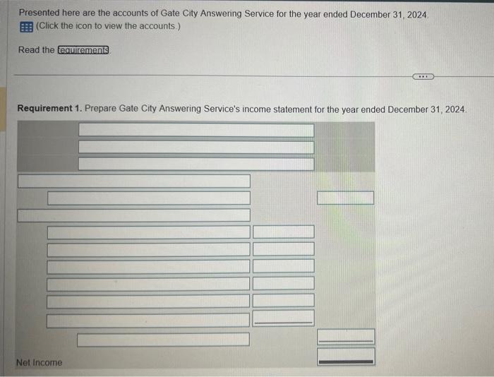 Solved Data tableRequirements 1. Prepare Gate City Answering