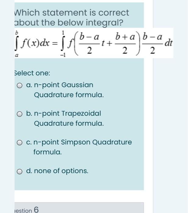 Solved Which Statement Is Correct About The Below Integra Chegg Com