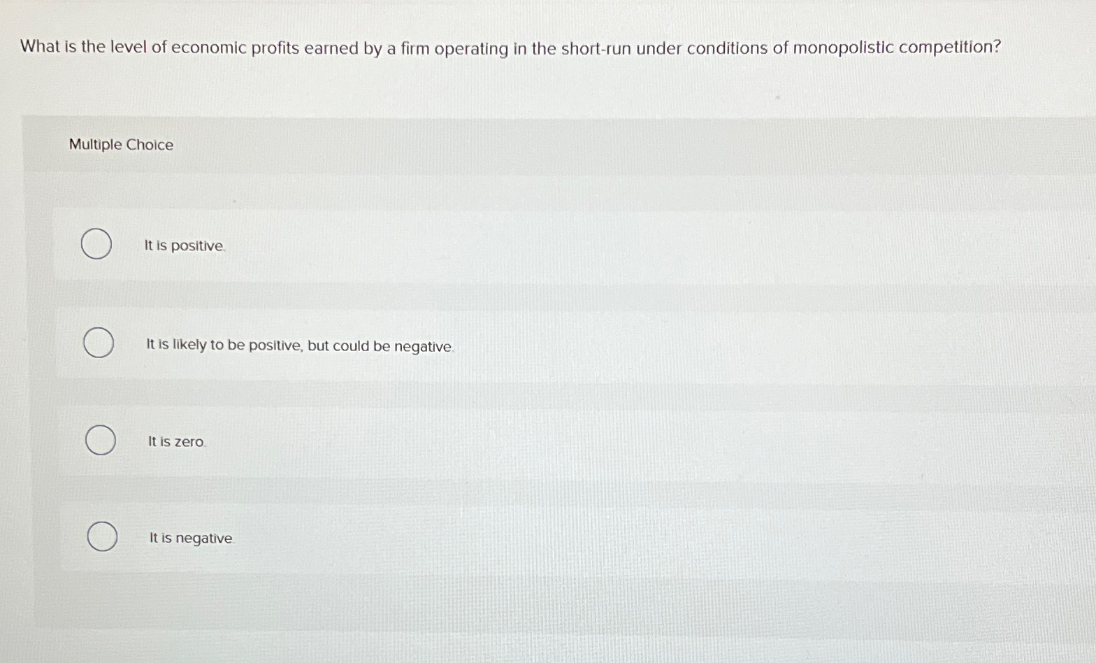 Solved What is the level of economic profits earned by a | Chegg.com