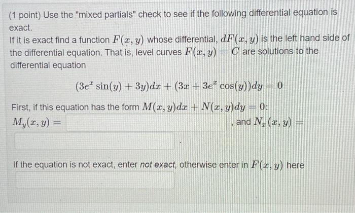 Solved (1 point) Use the 
