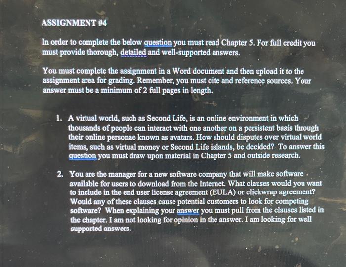 Solved You must complete the assignment in a Word document | Chegg.com