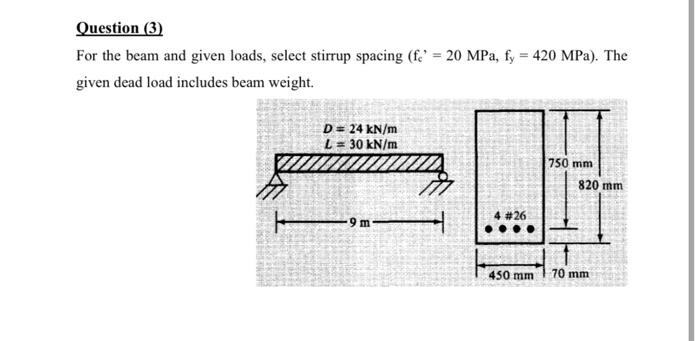 Solved Question (3) For the beam and given loads, select | Chegg.com