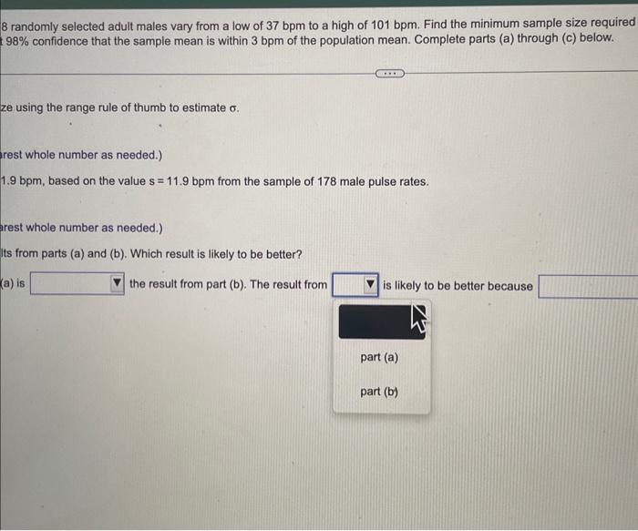 Solved The Pulse Rates Of 178 Randomly Seiected Aduil Males | Chegg.com