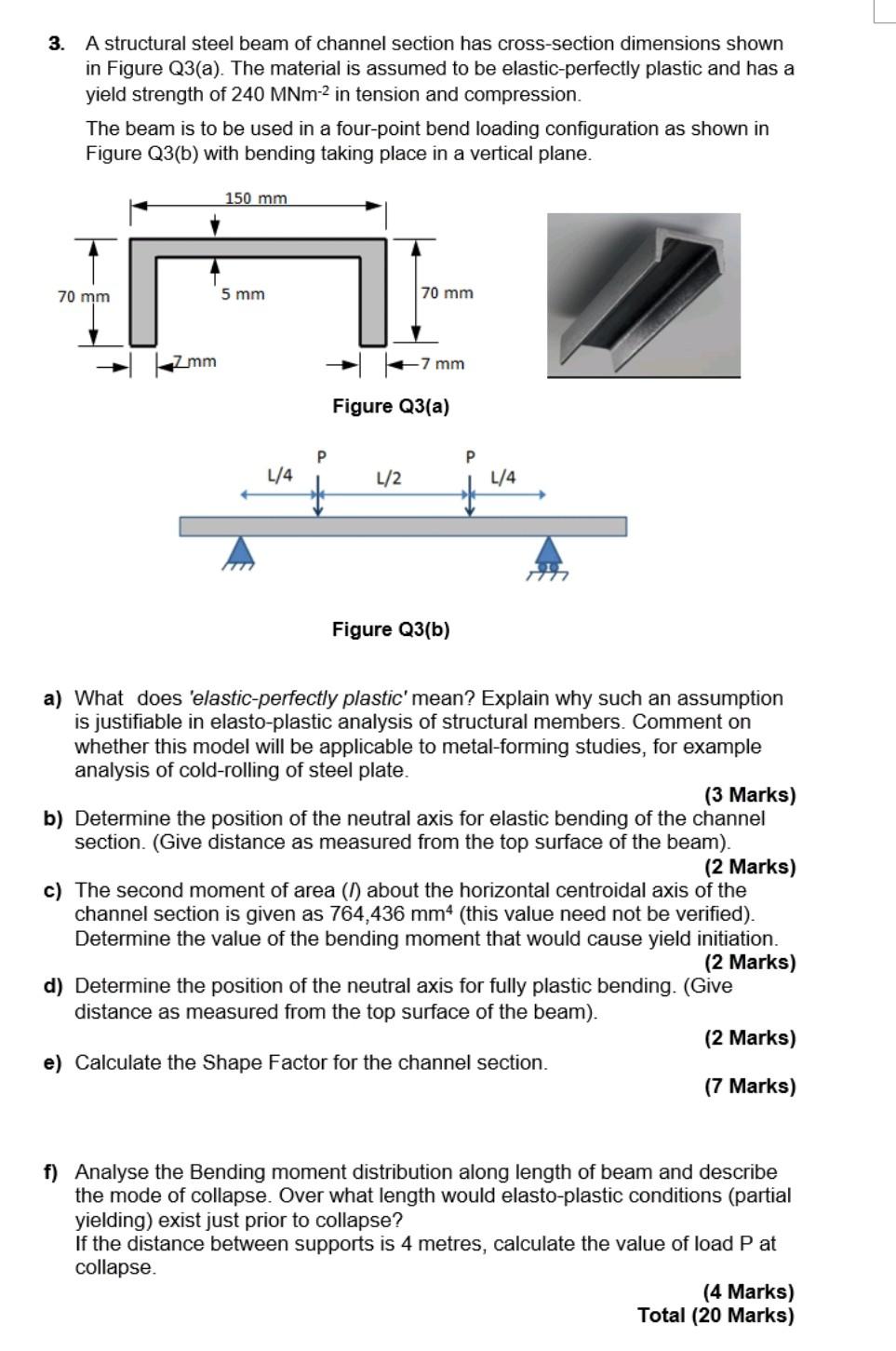 3 A Structural Steel Beam Of Channel Section Has Chegg Com