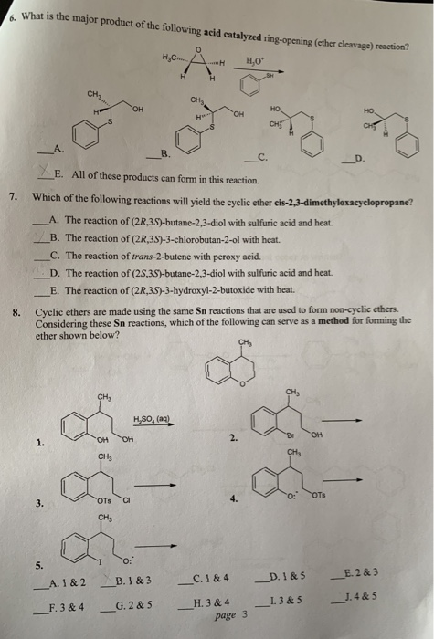 Solved 6 What Is The Major Product Of The Following Aci Chegg Com