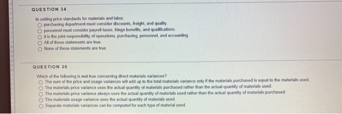 Solved QUESTION 36 The variable overhead spending variance | Chegg.com