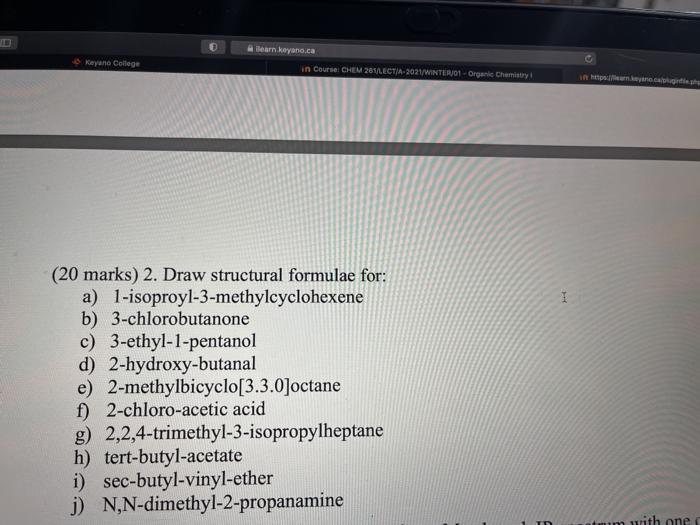 Solved Learn Keyano Ca In Course Chem 281 Lectia 21 Win Chegg Com