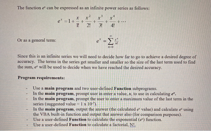 Solved The function et can be expressed as an infinite power | Chegg.com