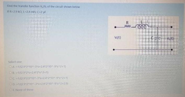 Solved Find the transfer function / of the circuit shown | Chegg.com