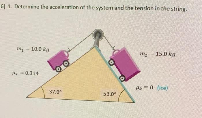 Solved 6] 1. Determine the acceleration of the system and | Chegg.com