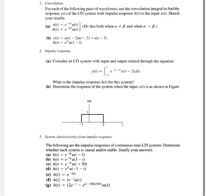 Solved 1 Convolution For Each Of The Following Pairs Of Chegg Com