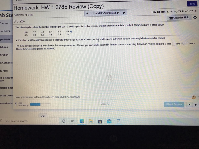 Solved Courses Homework: HW 1 2785 Review (Copy) Save ab Sta | Chegg.com