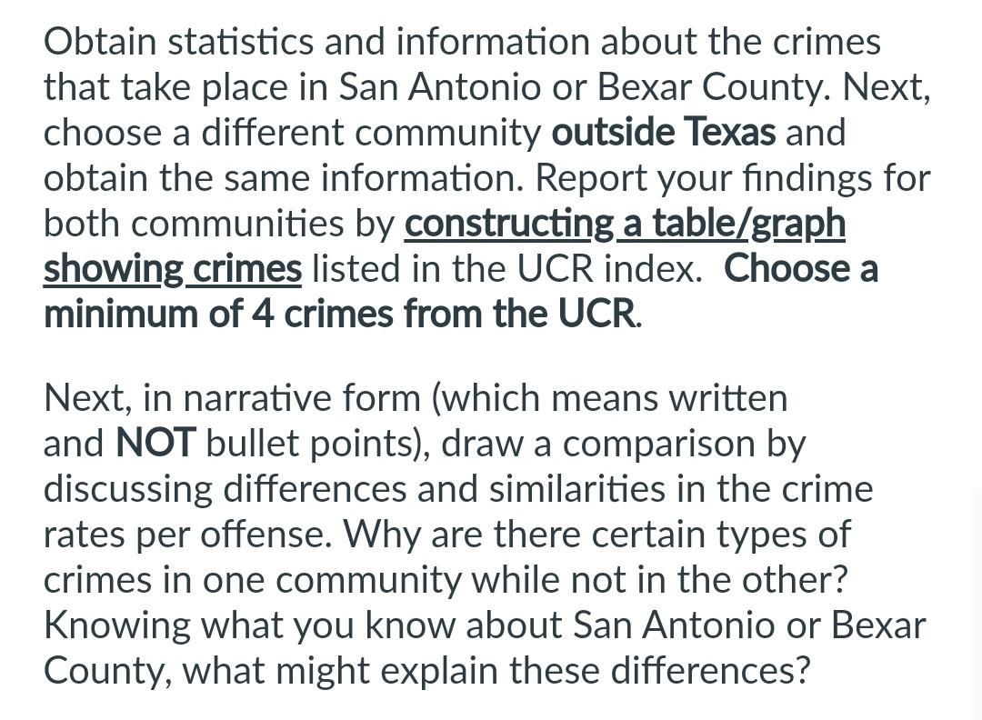 Obtain Statistics And Information About The Crimes | Chegg.com