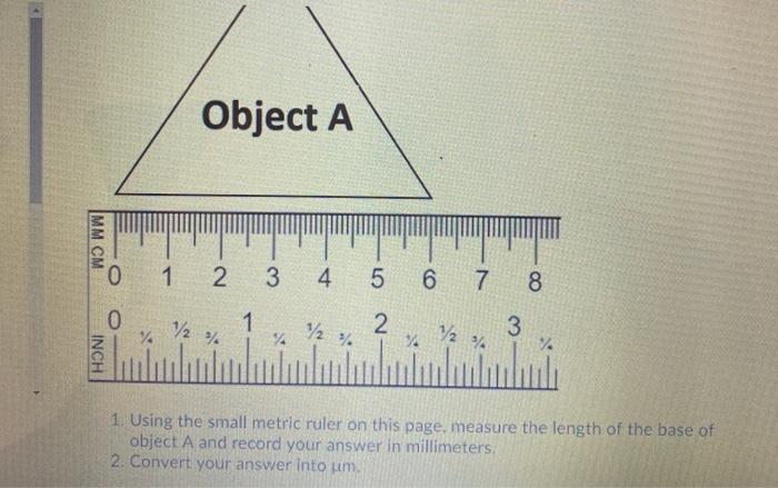 Solved Object A Mm Cm 0 1 2 3 4 5 6 7 8 0 V2 1 2 72 14 3 Chegg Com