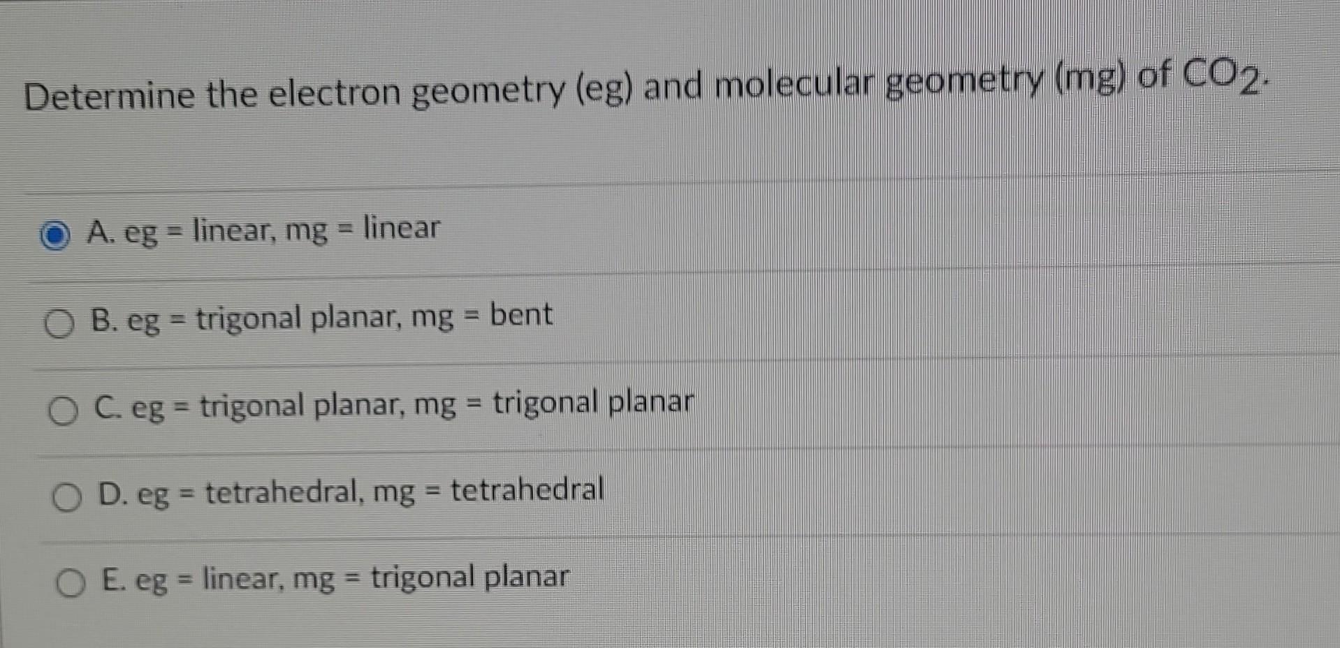 Solved Determine The Electron Geometry Eg And Molecular