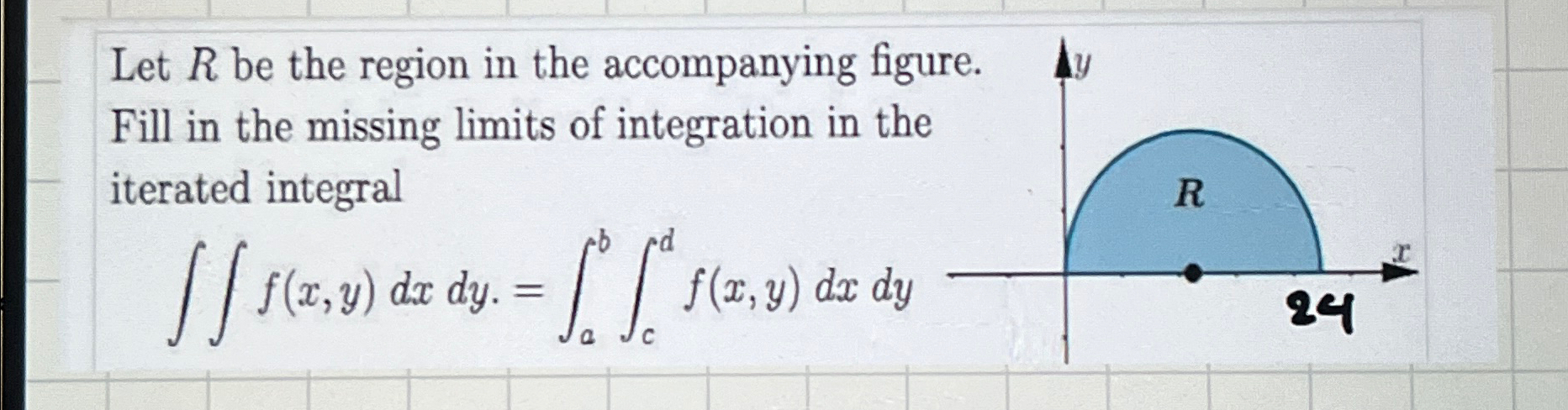 Solved Let R ﻿be the region in the accompanying figure. Fill | Chegg.com