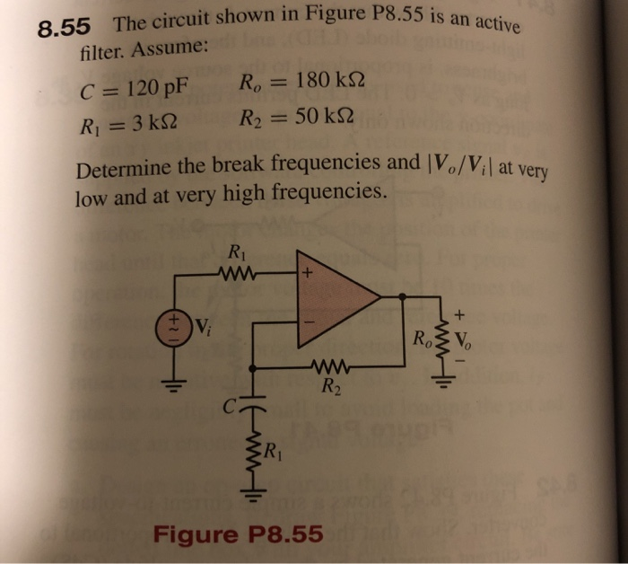 Solved 8.55 The circuit shown in Figure P8.55 is an active | Chegg.com