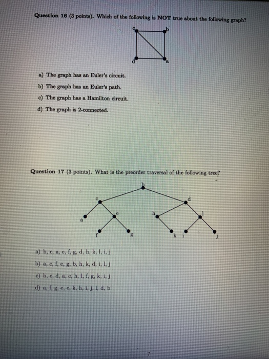 Solved Question 16 (3 points). Which of the following is NOT | Chegg.com