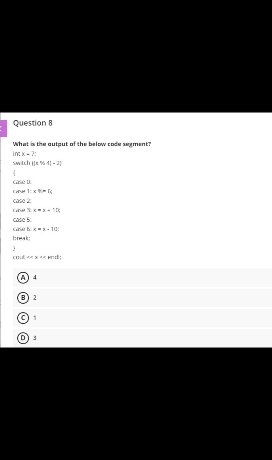 Solved Question 8 What is the output of the below code | Chegg.com