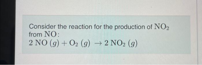 Solved Consider the reaction for the production of NO2 from | Chegg.com