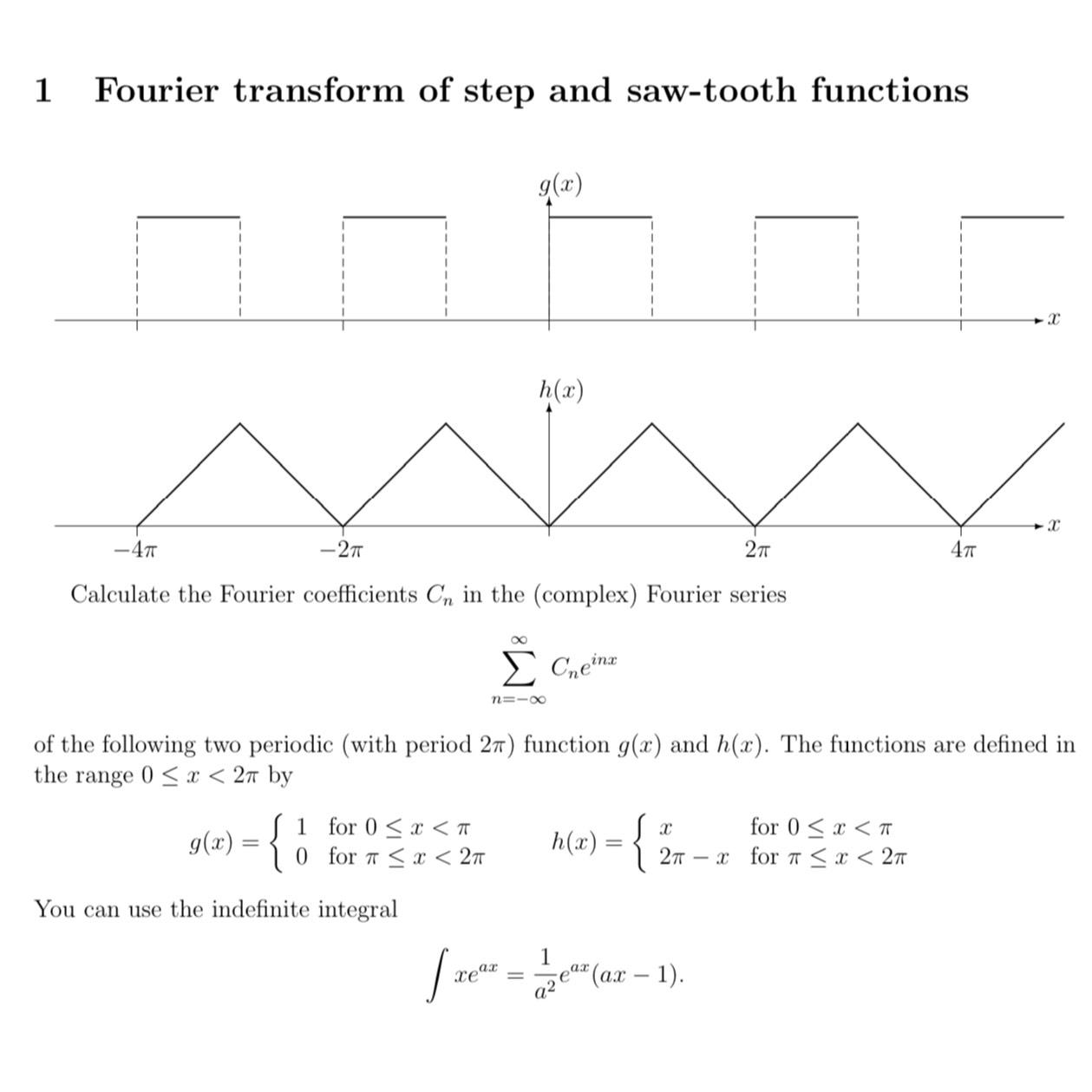 Solved 1 ﻿Fourier transform of step and saw-tooth | Chegg.com