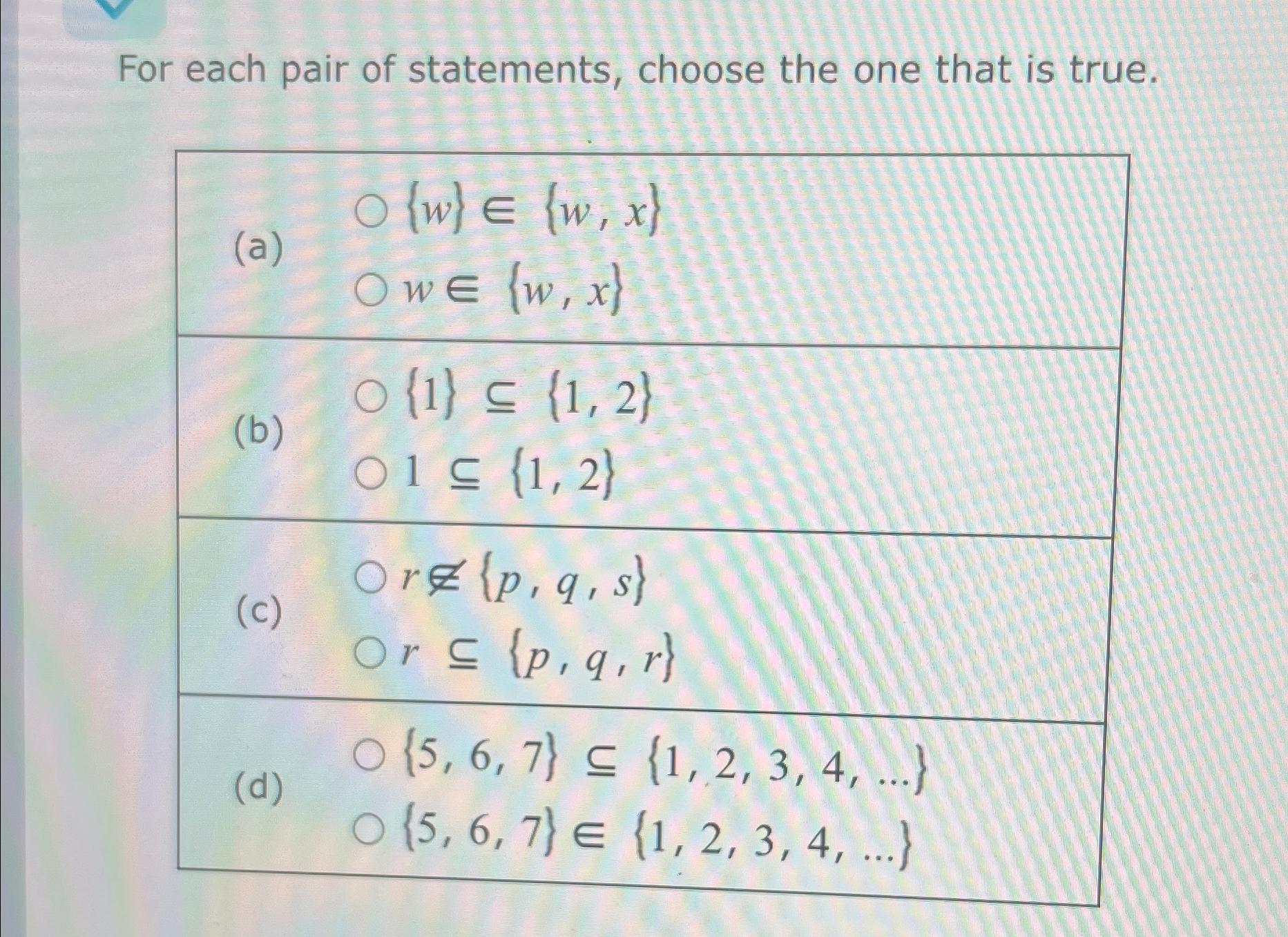 Solved For each pair of statements, choose the one that is | Chegg.com