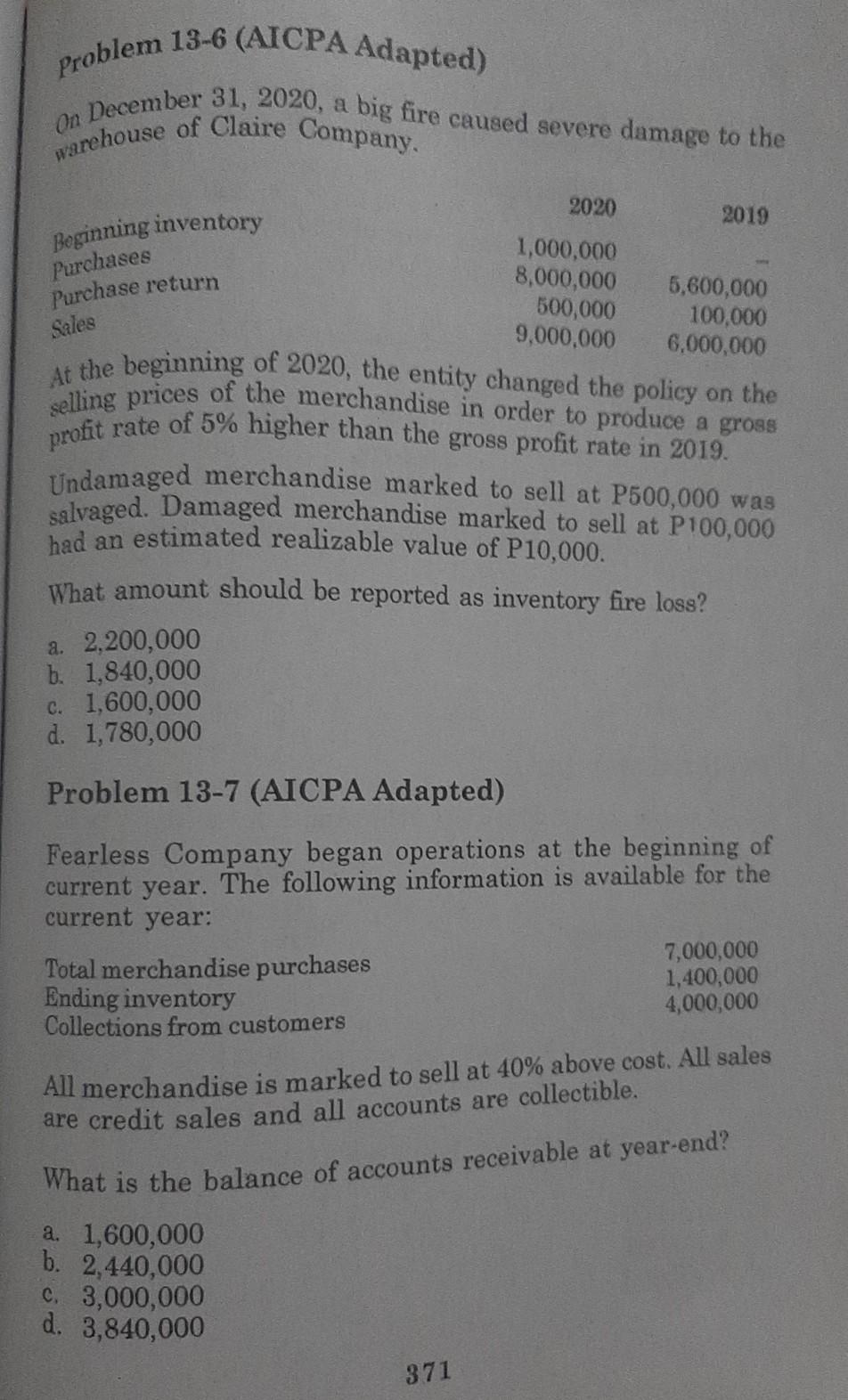 Solved Problem 13-6 (AICPA Adapted) On December 31, 2020, A | Chegg.com