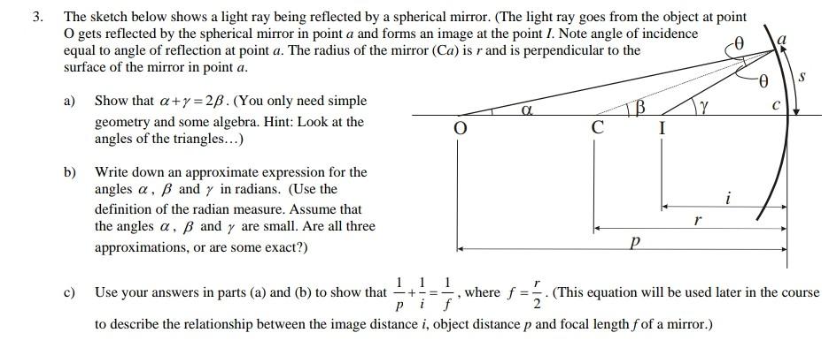 Solved 3. The sketch below shows a light ray being reflected | Chegg.com