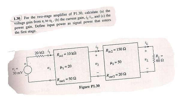 Solved For the two - stage amplifier of , calculate ( a ) I | Chegg.com