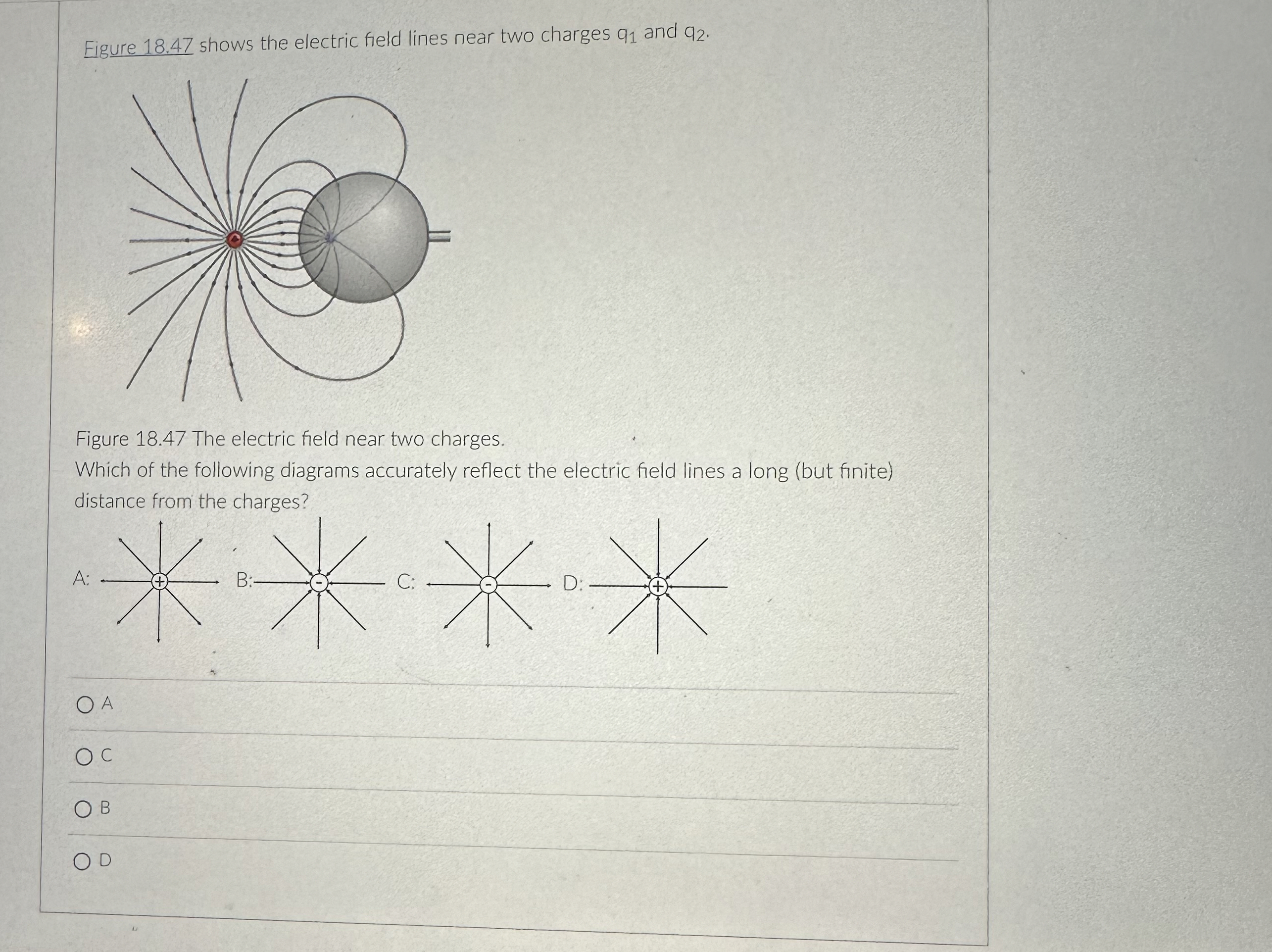 Solved Figure 18.47 ﻿shows the electric field lines near two | Chegg.com
